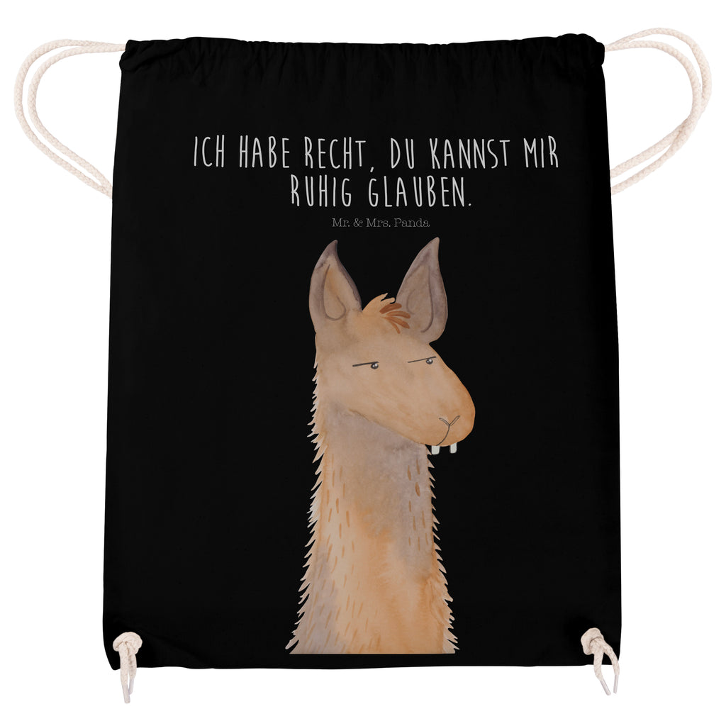 Sportbeutel Lamakopf genervt Turnbeutel, Beutel, Sporttasche, Tasche, Stoffbeutel, Lama, Alpaka, Lamas, Recht haben, genervt sein, Freundin, beste Freundin, Partnerin, Büro, Büroalltag, Chef, Chefin, Azubi