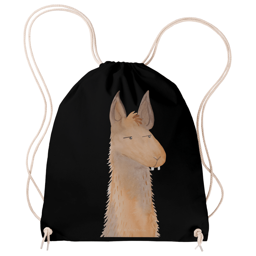 Sportbeutel Lamakopf genervt Turnbeutel, Beutel, Sporttasche, Tasche, Stoffbeutel, Lama, Alpaka, Lamas, Recht haben, genervt sein, Freundin, beste Freundin, Partnerin, Büro, Büroalltag, Chef, Chefin, Azubi