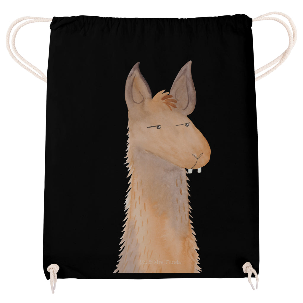 Sportbeutel Lamakopf genervt Turnbeutel, Beutel, Sporttasche, Tasche, Stoffbeutel, Lama, Alpaka, Lamas, Recht haben, genervt sein, Freundin, beste Freundin, Partnerin, Büro, Büroalltag, Chef, Chefin, Azubi