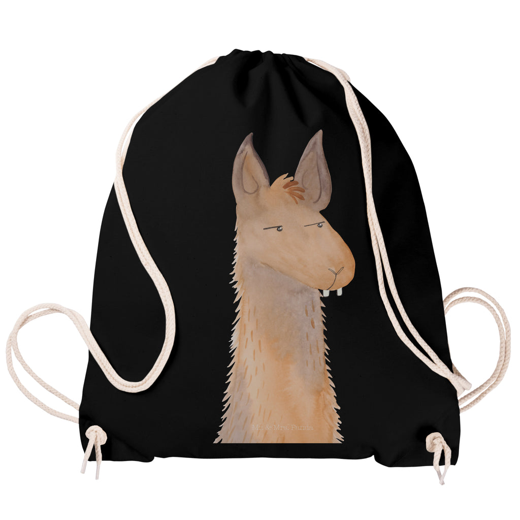 Sportbeutel Lamakopf genervt Turnbeutel, Beutel, Sporttasche, Tasche, Stoffbeutel, Lama, Alpaka, Lamas, Recht haben, genervt sein, Freundin, beste Freundin, Partnerin, Büro, Büroalltag, Chef, Chefin, Azubi