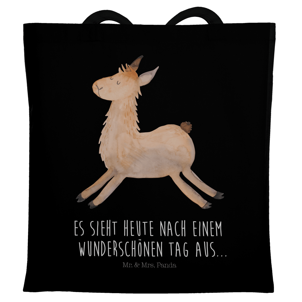 Tragetasche Lama springend Beuteltasche, Beutel, Einkaufstasche, Jutebeutel, Stoffbeutel, Lama, Alpaka, Lamas, Lieblingstag, Happy day, fröhlich, Glück, Freundin, Liebeskummer, Neustart, guten Morgen, Start, Prüfung, Abitur