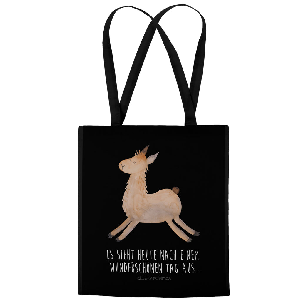 Tragetasche Lama springend Beuteltasche, Beutel, Einkaufstasche, Jutebeutel, Stoffbeutel, Lama, Alpaka, Lamas, Lieblingstag, Happy day, fröhlich, Glück, Freundin, Liebeskummer, Neustart, guten Morgen, Start, Prüfung, Abitur