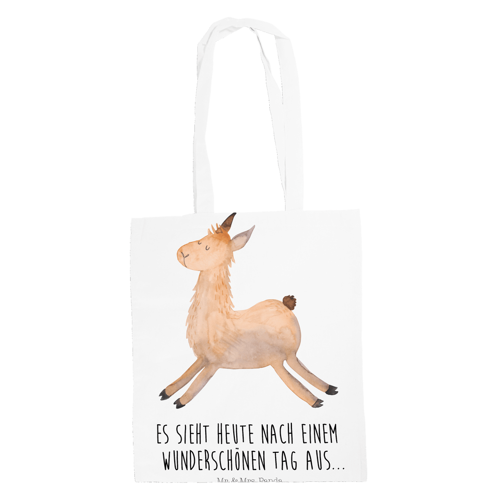 Tragetasche Lama springend Beuteltasche, Beutel, Einkaufstasche, Jutebeutel, Stoffbeutel, Lama, Alpaka, Lamas, Lieblingstag, Happy day, fröhlich, Glück, Freundin, Liebeskummer, Neustart, guten Morgen, Start, Prüfung, Abitur