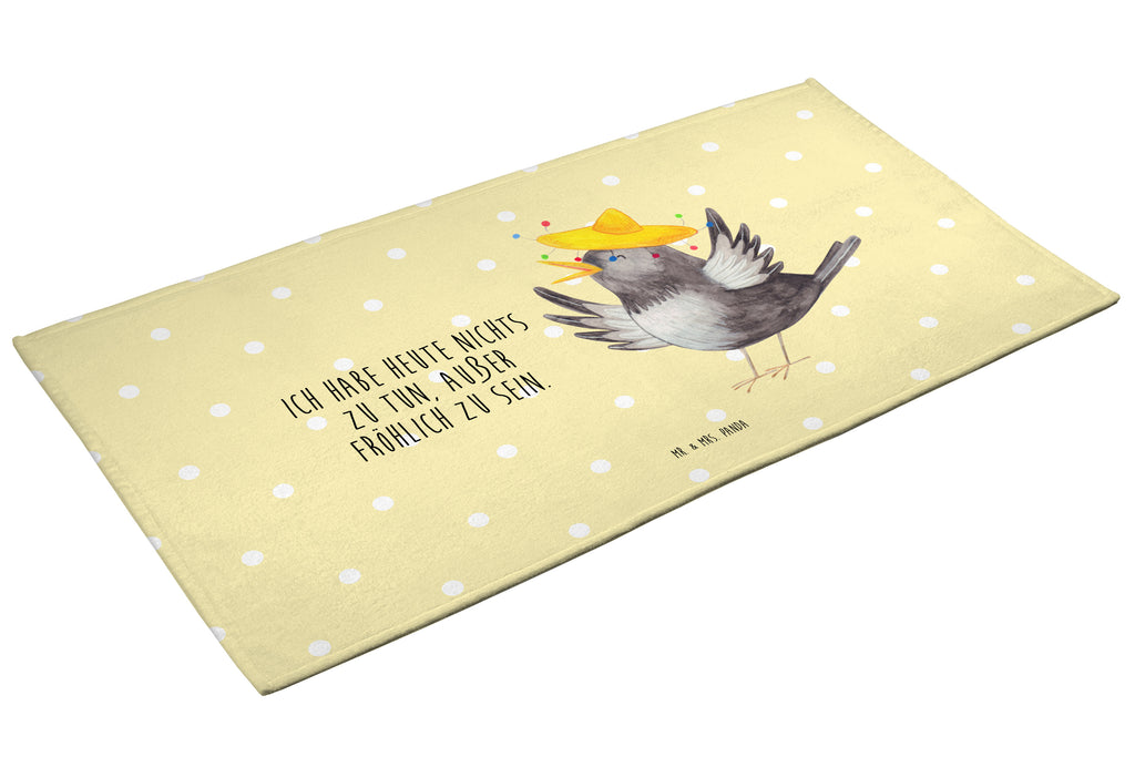 50 x 100 Handtuch Rabe mit Sombrero Handtuch, Badehandtuch, Badezimmer, Handtücher, groß, Kinder, Baby, Tiermotive, Gute Laune, lustige Sprüche, Tiere, Rabe, Vogel, Vögel, Spruch positiv, fröhlich sein, glücklich sein, Glück Spruch, froh, Elster, Motivation