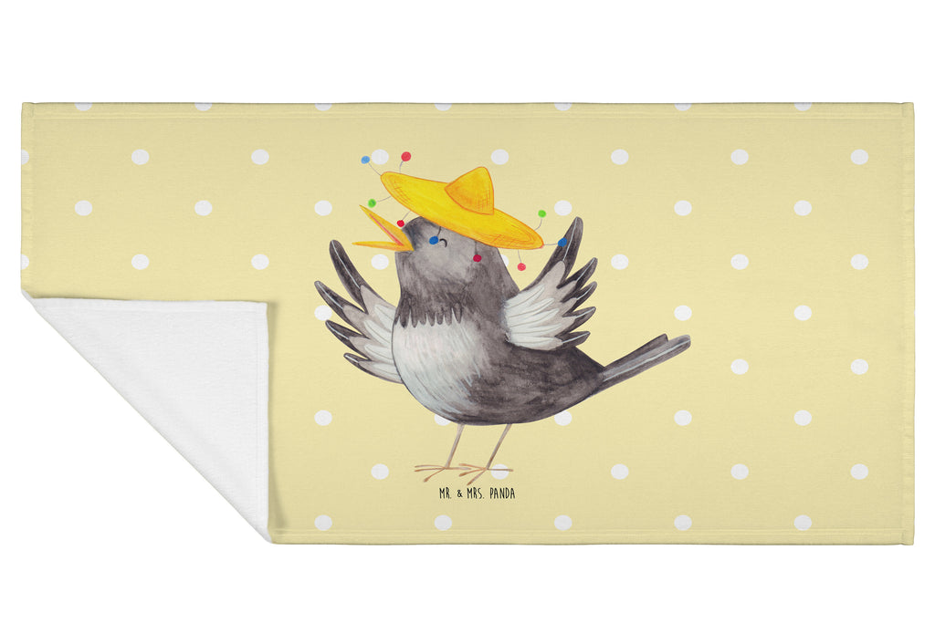 50 x 100 Handtuch Rabe mit Sombrero Handtuch, Badehandtuch, Badezimmer, Handtücher, groß, Kinder, Baby, Tiermotive, Gute Laune, lustige Sprüche, Tiere, Rabe, Vogel, Vögel, Spruch positiv, fröhlich sein, glücklich sein, Glück Spruch, froh, Elster, Motivation