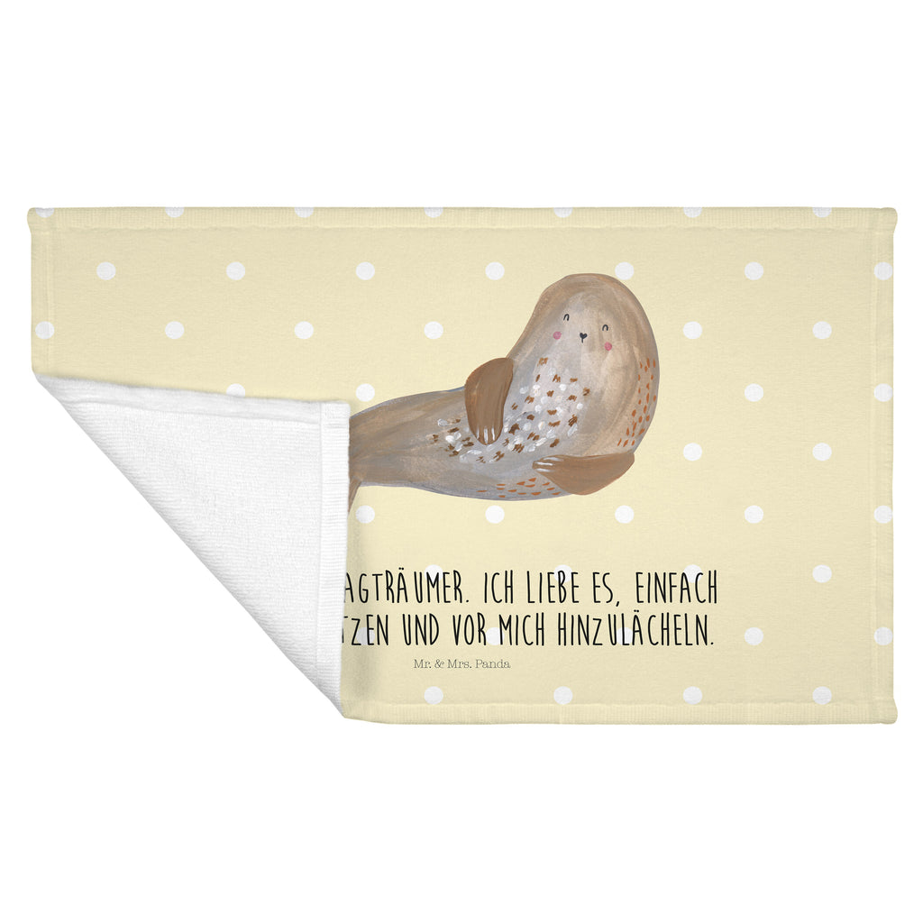 Gäste Handtuch Robbe lachend Gästetuch, Reisehandtuch, Sport Handtuch, Frottier, Kinder Handtuch, Tiermotive, Gute Laune, lustige Sprüche, Tiere, Robbe, Robben, Seehund, Strand, Meerestier, Ostsee, Nordsee