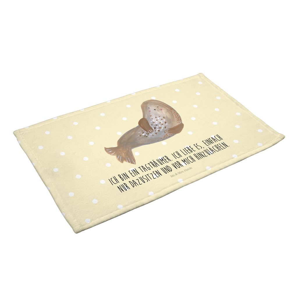 Gäste Handtuch Robbe lachend Gästetuch, Reisehandtuch, Sport Handtuch, Frottier, Kinder Handtuch, Tiermotive, Gute Laune, lustige Sprüche, Tiere, Robbe, Robben, Seehund, Strand, Meerestier, Ostsee, Nordsee