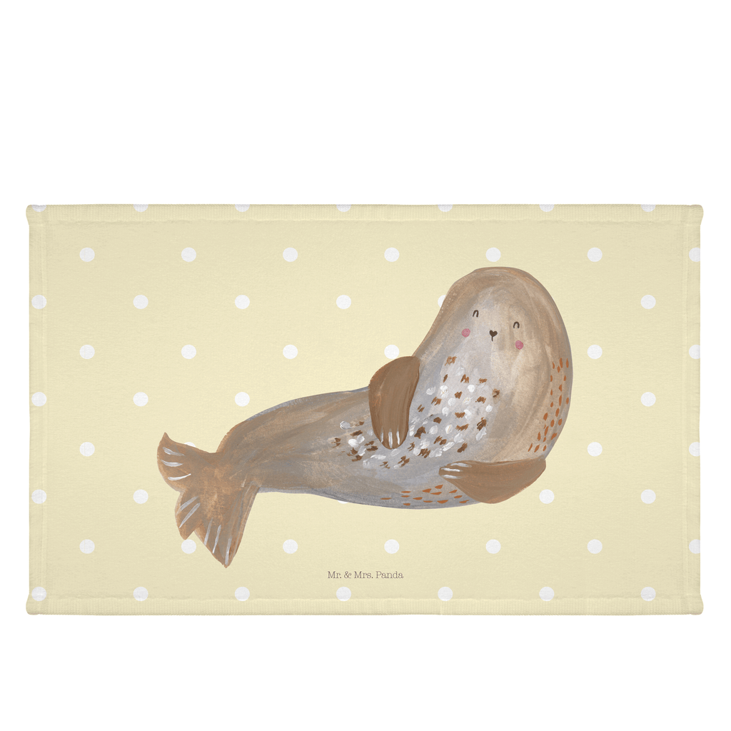 Gäste Handtuch Robbe lachend Gästetuch, Reisehandtuch, Sport Handtuch, Frottier, Kinder Handtuch, Tiermotive, Gute Laune, lustige Sprüche, Tiere, Robbe, Robben, Seehund, Strand, Meerestier, Ostsee, Nordsee