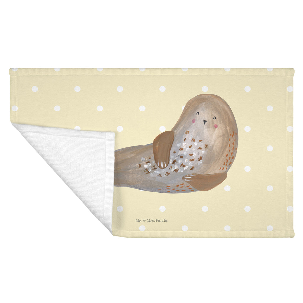 Gäste Handtuch Robbe lachend Gästetuch, Reisehandtuch, Sport Handtuch, Frottier, Kinder Handtuch, Tiermotive, Gute Laune, lustige Sprüche, Tiere, Robbe, Robben, Seehund, Strand, Meerestier, Ostsee, Nordsee
