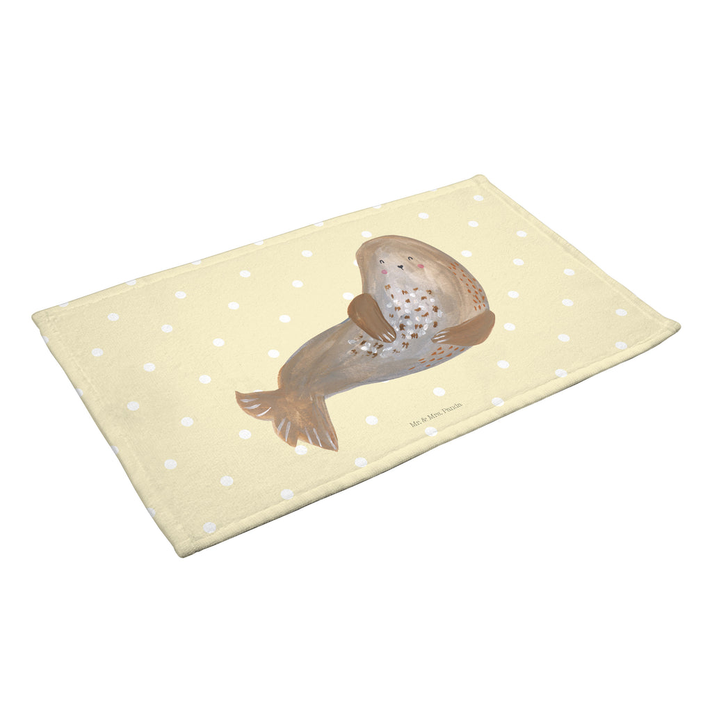 Gäste Handtuch Robbe lachend Gästetuch, Reisehandtuch, Sport Handtuch, Frottier, Kinder Handtuch, Tiermotive, Gute Laune, lustige Sprüche, Tiere, Robbe, Robben, Seehund, Strand, Meerestier, Ostsee, Nordsee