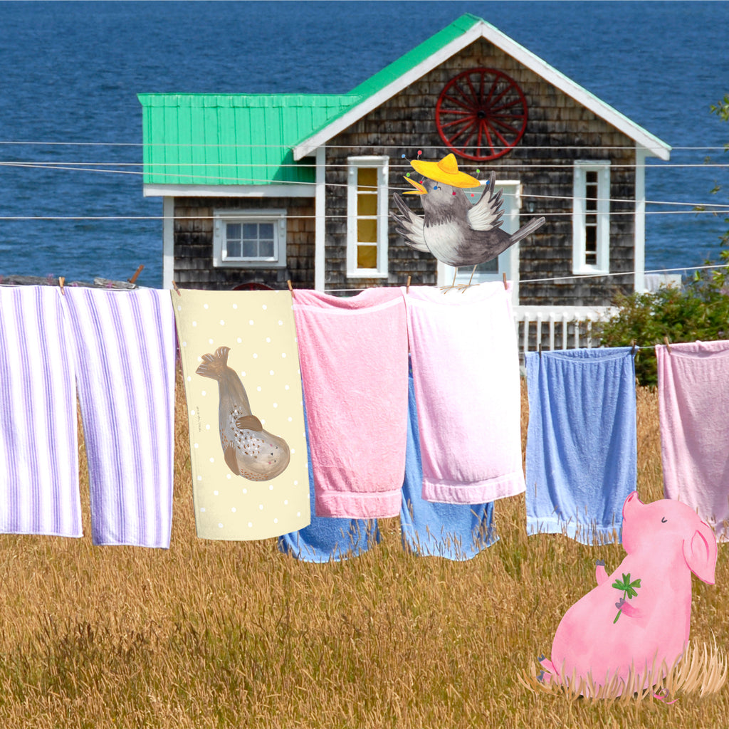 Gäste Handtuch Robbe lachend Gästetuch, Reisehandtuch, Sport Handtuch, Frottier, Kinder Handtuch, Tiermotive, Gute Laune, lustige Sprüche, Tiere, Robbe, Robben, Seehund, Strand, Meerestier, Ostsee, Nordsee