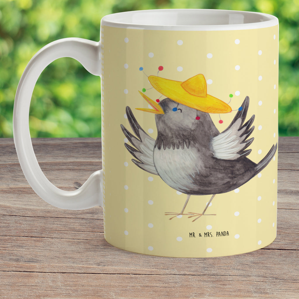 Kindertasse Rabe mit Sombrero Kunststoff Tasse, Kindergarten, Tasse, Trinkbecher, Camping Becher, Kaffeetasse, Kunststoffbecher, Kindergartenbecher, Outdoorgeschirr, Kunststoffgeschirr, Reisebecher, Reisetasse, Kinderbecher, Tiermotive, Gute Laune, lustige Sprüche, Tiere, Rabe, Vogel, Vögel, Spruch positiv, fröhlich sein, glücklich sein, Glück Spruch, froh, Elster, Motivation