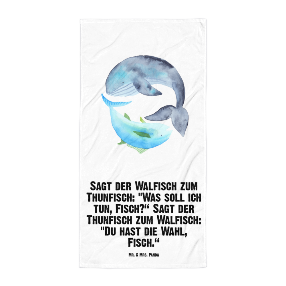 XL Badehandtuch Walfisch & Thunfisch Handtuch, Badetuch, Duschtuch, Strandtuch, Saunatuch, Tiermotive, Gute Laune, lustige Sprüche, Tiere, Wal, Wahl, Tunfisch, Wortwitz lustig, Spruch lustig, Flachwitz, Witz, Spruch des Tages, Flachwitz Geschenk