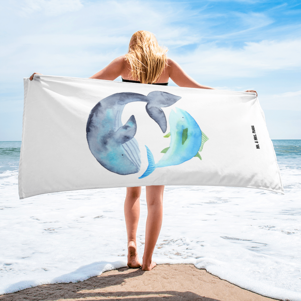 XL Badehandtuch Walfisch & Thunfisch Handtuch, Badetuch, Duschtuch, Strandtuch, Saunatuch, Tiermotive, Gute Laune, lustige Sprüche, Tiere, Wal, Wahl, Tunfisch, Wortwitz lustig, Spruch lustig, Flachwitz, Witz, Spruch des Tages, Flachwitz Geschenk