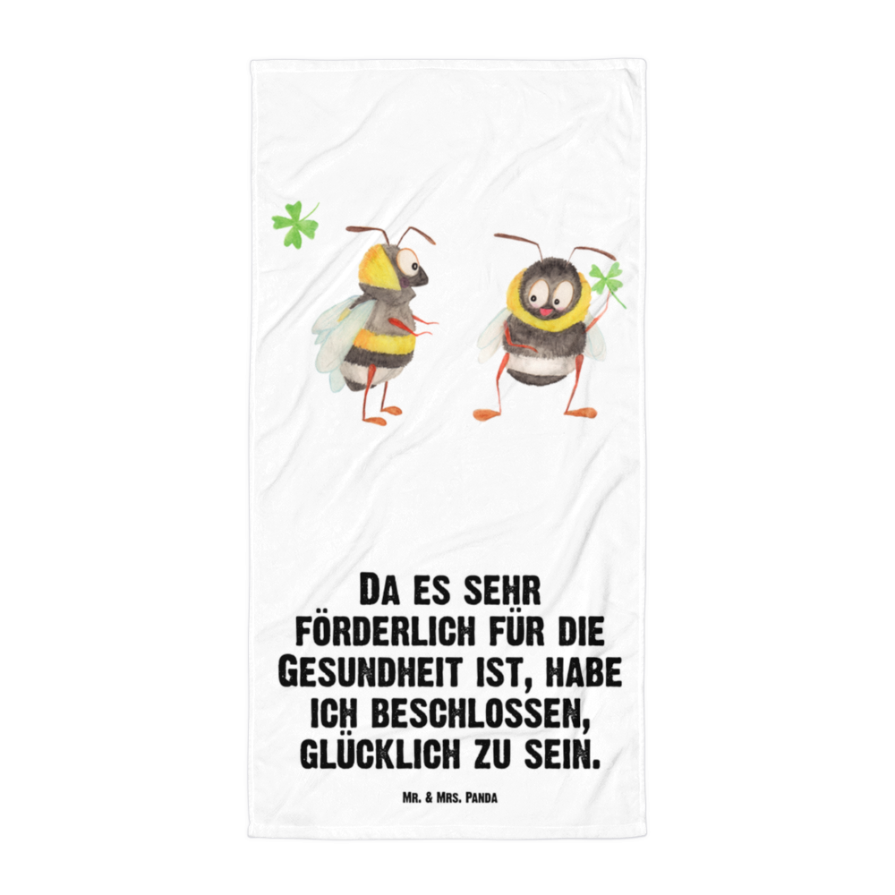 XL Badehandtuch Hummeln mit Kleeblatt Handtuch, Badetuch, Duschtuch, Strandtuch, Saunatuch, Tiermotive, Gute Laune, lustige Sprüche, Tiere, Hummel, Biene, Spruch positiv, Biene Deko, Spruch schön, glücklich sein, glücklich werden, Spruch fröhlich