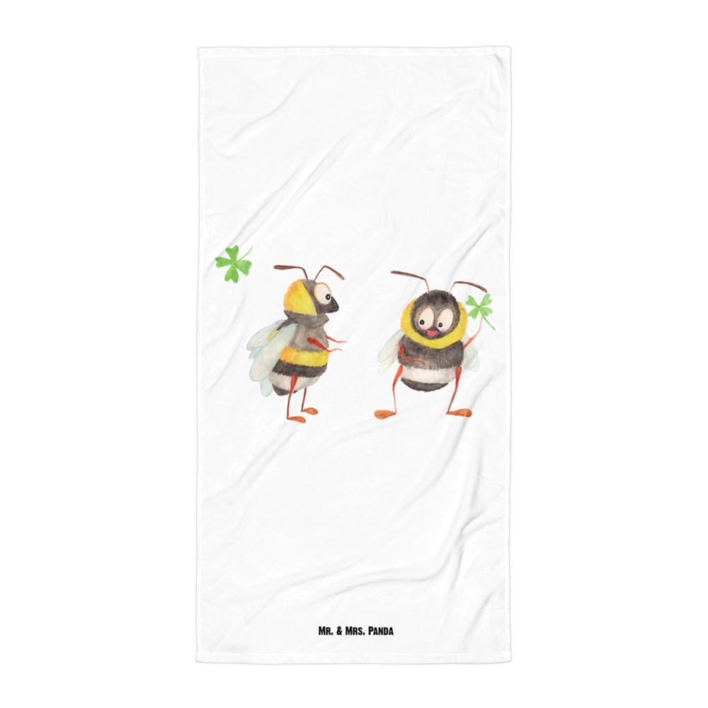 XL Badehandtuch Hummeln mit Kleeblatt Handtuch, Badetuch, Duschtuch, Strandtuch, Saunatuch, Tiermotive, Gute Laune, lustige Sprüche, Tiere, Hummel, Biene, Spruch positiv, Biene Deko, Spruch schön, glücklich sein, glücklich werden, Spruch fröhlich