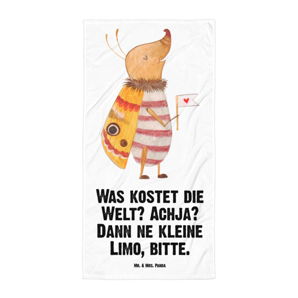 XL Badehandtuch Nachtfalter mit Fähnchen Handtuch, Badetuch, Duschtuch, Strandtuch, Saunatuch, Tiermotive, Gute Laune, lustige Sprüche, Tiere, Nachtfalter, Käfer, Spruch lustig, Spruch witzig, süß, niedlich, Küche Deko, Was kostet die Welt