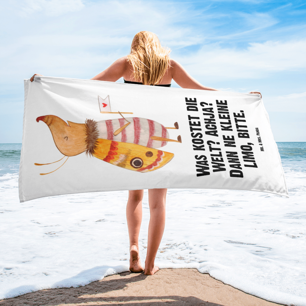 XL Badehandtuch Nachtfalter mit Fähnchen Handtuch, Badetuch, Duschtuch, Strandtuch, Saunatuch, Tiermotive, Gute Laune, lustige Sprüche, Tiere, Nachtfalter, Käfer, Spruch lustig, Spruch witzig, süß, niedlich, Küche Deko, Was kostet die Welt