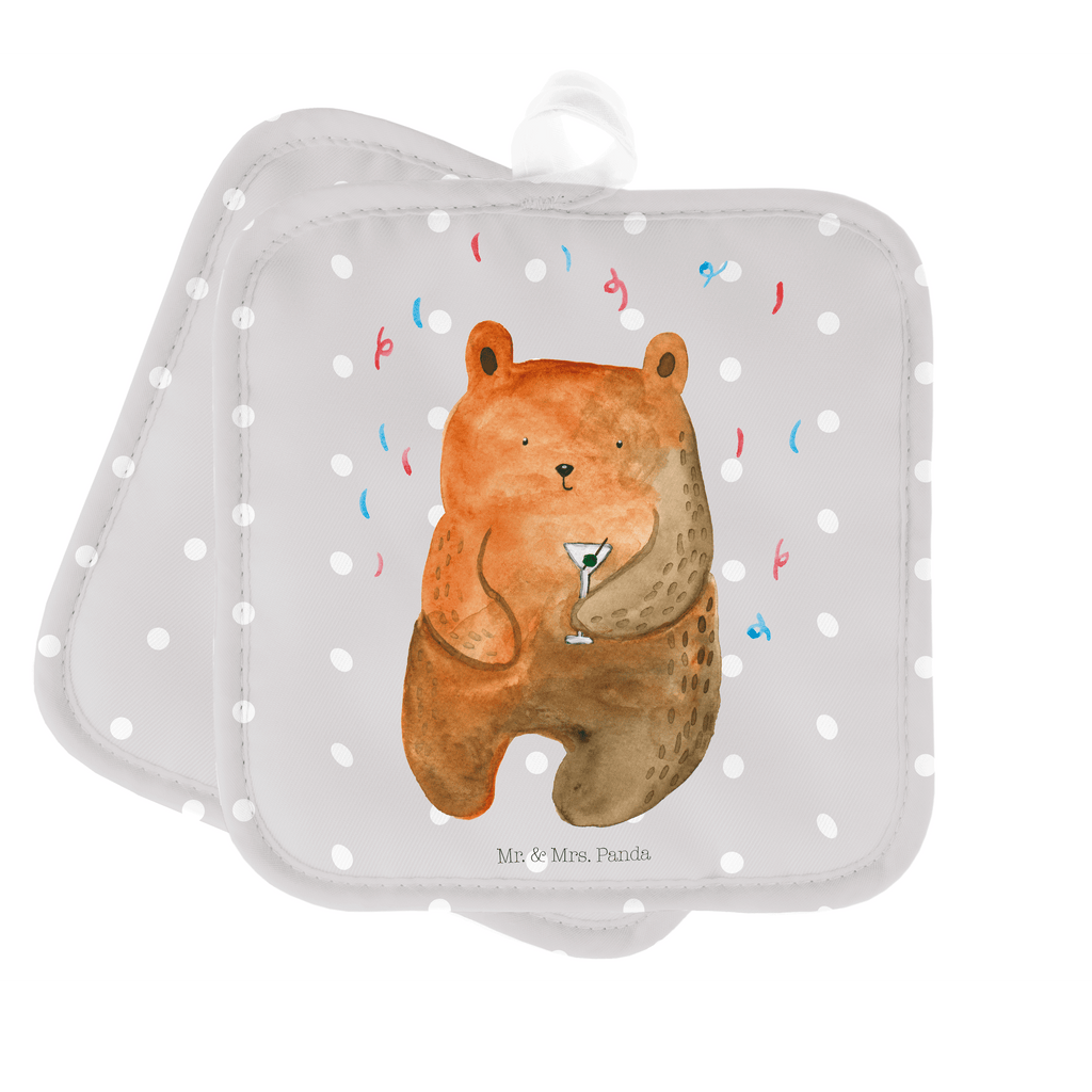 2er Set Topflappen  Bär Party Topflappen, Topfuntersetzer, Ofenhandschuh, Topflappen Set, Topflappen lustig, Topflappen mit Spruch, Bär, Teddy, Teddybär, Geburtstag, Geburtstagsgeschenk, Geschenk, Party, Feiern, Abfeiern, Mitbringsel, Gute Laune, Lustig