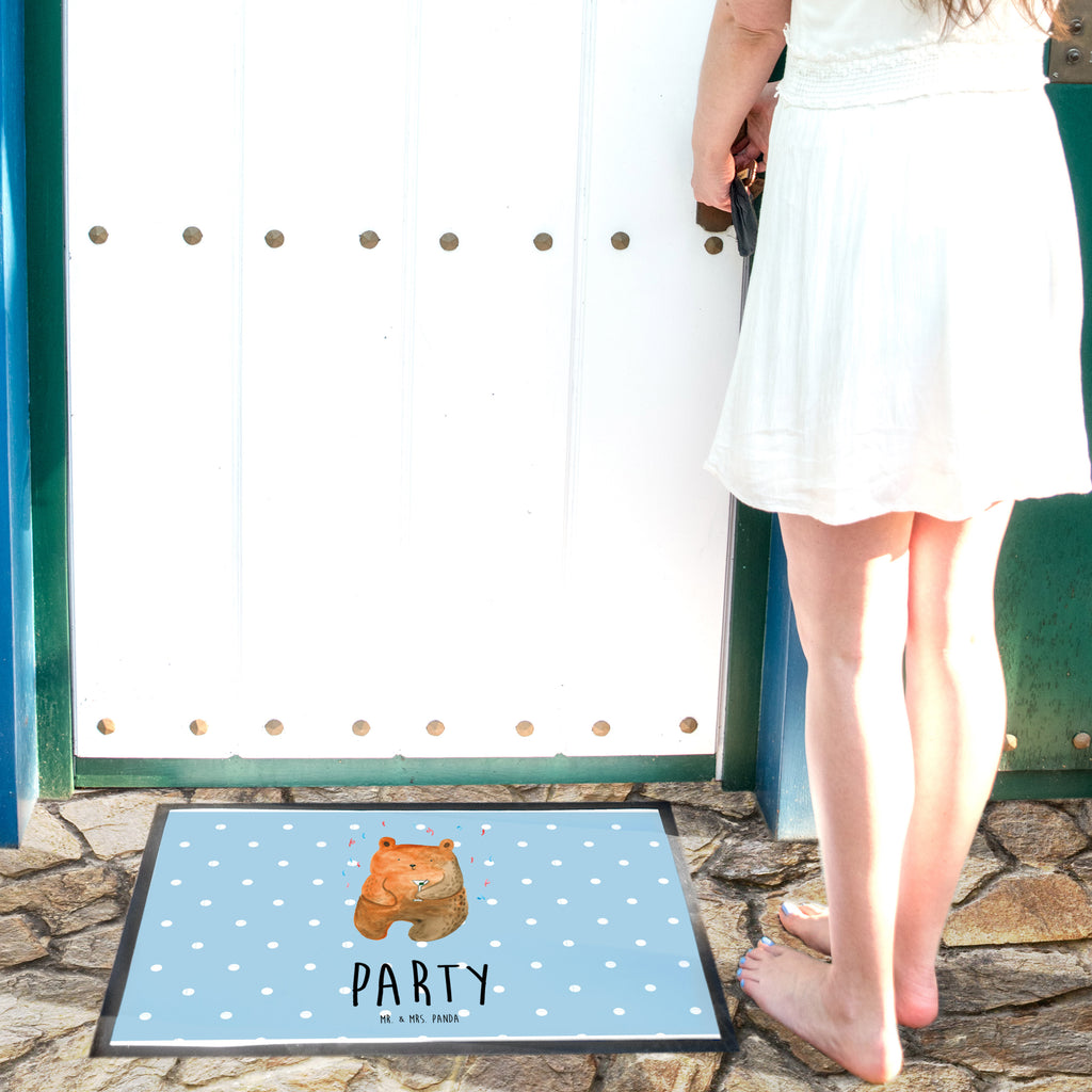 Fußmatte Bär Party Geburtstag, Geburtstagsgeschenk, Geschenk, Party, Feiern, Abfeiern, Mitbringsel, Gute Laune, Lustig Türvorleger, Schmutzmatte, Fußabtreter, Matte, Schmutzfänger, Fußabstreifer, Schmutzfangmatte, Türmatte, Motivfußmatte,  Haustürmatte, Vorleger  Bär, Teddy, Teddybär