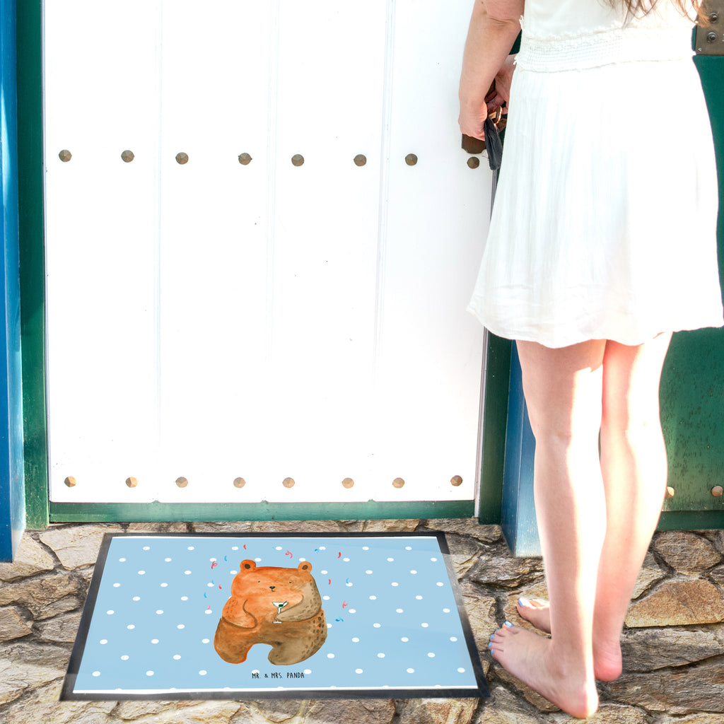 Fußmatte Bär Party Geburtstag, Geburtstagsgeschenk, Geschenk, Party, Feiern, Abfeiern, Mitbringsel, Gute Laune, Lustig Türvorleger, Schmutzmatte, Fußabtreter, Matte, Schmutzfänger, Fußabstreifer, Schmutzfangmatte, Türmatte, Motivfußmatte,  Haustürmatte, Vorleger  Bär, Teddy, Teddybär