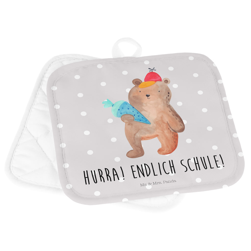 2er Set Topflappen  Bär mit Schultüte Topflappen, Topfuntersetzer, Ofenhandschuh, Topflappen Set, Topflappen lustig, Topflappen mit Spruch, Bär, Teddy, Teddybär, Bär Motiv, Schultüte, Erster Schultag Geschenk, Einschulung Geschenk, Schule Geschenk, Grundschule, Schulanfang, Schulbeginn
