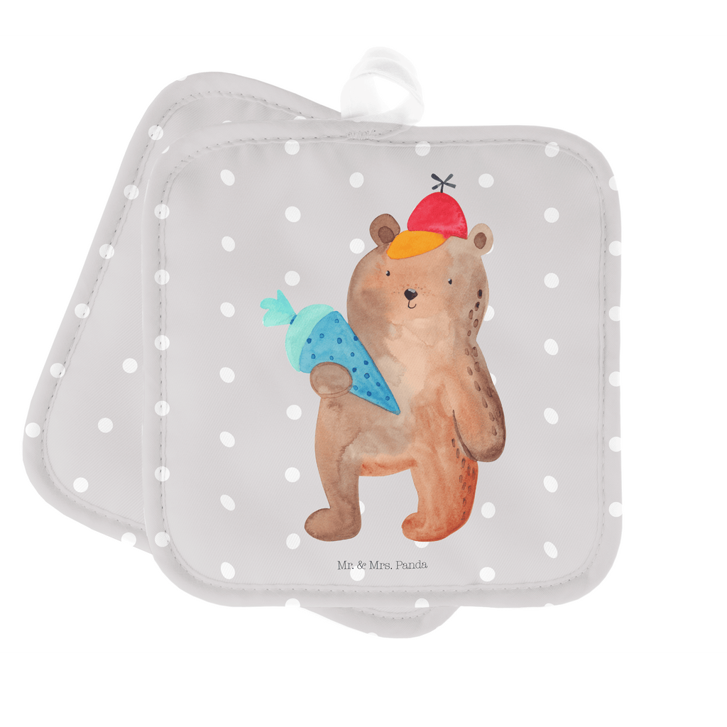 2er Set Topflappen  Bär mit Schultüte Topflappen, Topfuntersetzer, Ofenhandschuh, Topflappen Set, Topflappen lustig, Topflappen mit Spruch, Bär, Teddy, Teddybär, Bär Motiv, Schultüte, Erster Schultag Geschenk, Einschulung Geschenk, Schule Geschenk, Grundschule, Schulanfang, Schulbeginn
