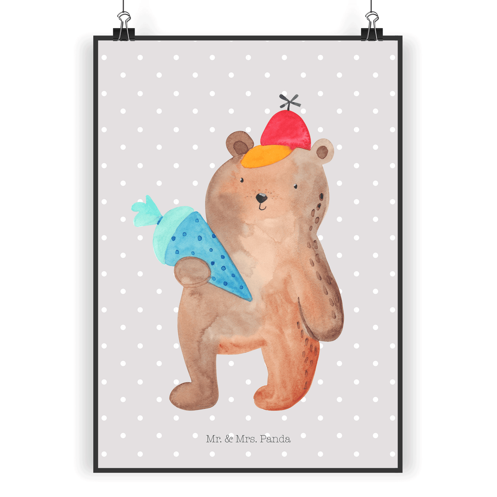 Poster Bär mit Schultüte Poster, Wandposter, Bild, Wanddeko, Küchenposter, Kinderposter, Wanddeko Bild, Raumdekoration, Wanddekoration, Handgemaltes Poster, Mr. & Mrs. Panda Poster, Designposter, Kunstdruck, Posterdruck, Bär, Teddy, Teddybär, Bär Motiv, Schultüte, Erster Schultag Geschenk, Einschulung Geschenk, Schule Geschenk, Grundschule, Schulanfang, Schulbeginn