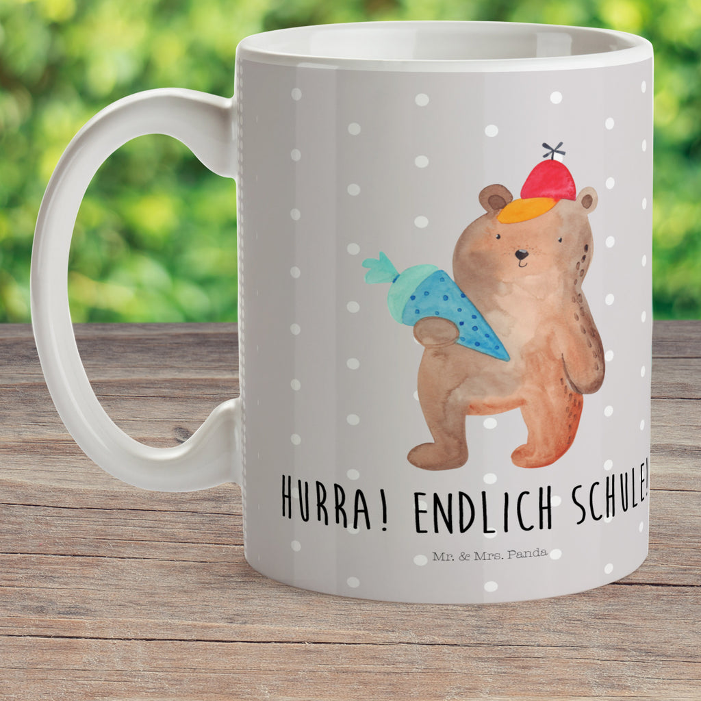 Kindertasse Bär mit Schultüte Kunststoff Tasse, Kindergarten, Tasse, Trinkbecher, Camping Becher, Kaffeetasse, Kunststoffbecher, Kindergartenbecher, Outdoorgeschirr, Kunststoffgeschirr, Reisebecher, Reisetasse, Kinderbecher, Bär, Teddy, Teddybär, Bär Motiv, Schultüte, Erster Schultag Geschenk, Einschulung Geschenk, Schule Geschenk, Grundschule, Schulanfang, Schulbeginn