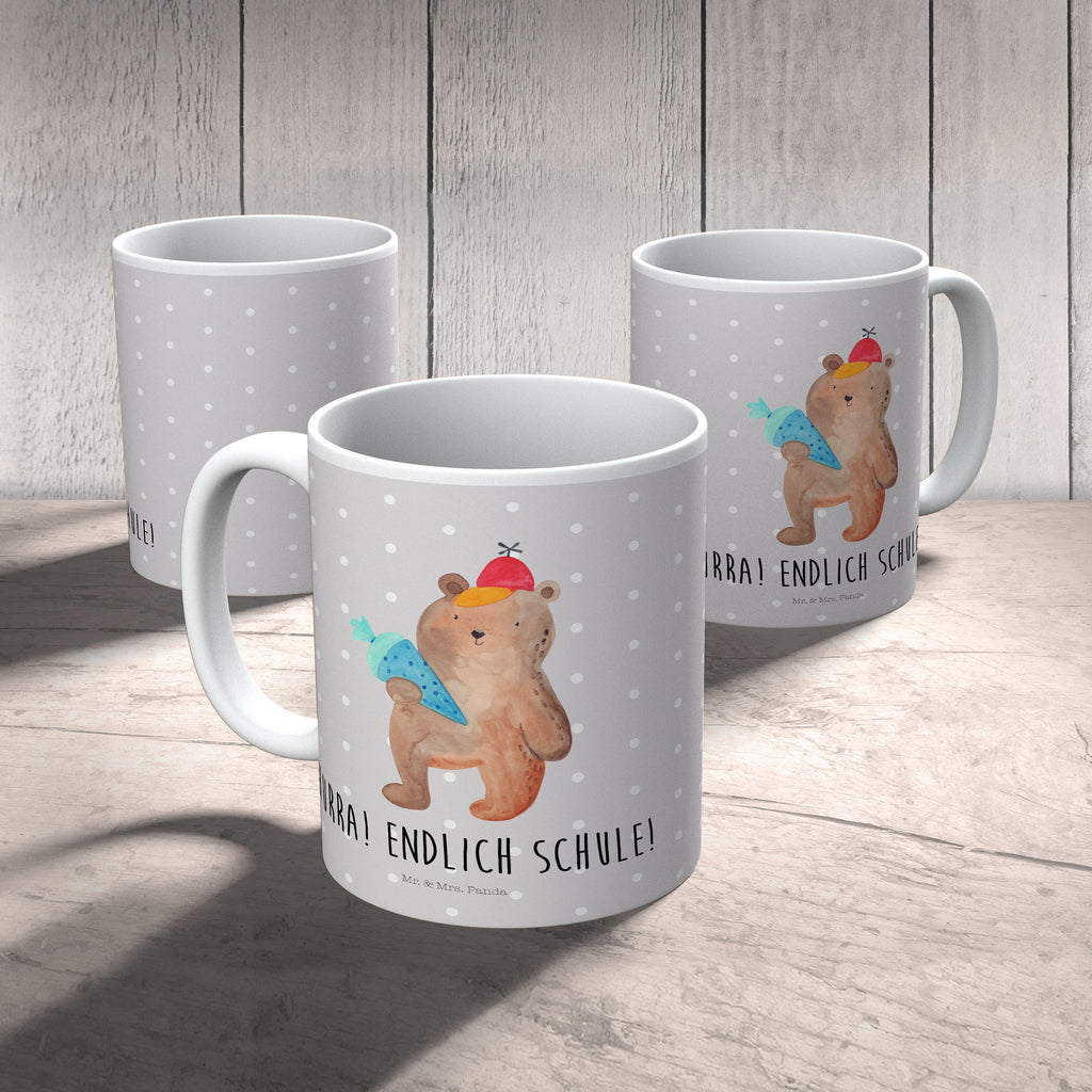 Kindertasse Bär mit Schultüte Kunststoff Tasse, Kindergarten, Tasse, Trinkbecher, Camping Becher, Kaffeetasse, Kunststoffbecher, Kindergartenbecher, Outdoorgeschirr, Kunststoffgeschirr, Reisebecher, Reisetasse, Kinderbecher, Bär, Teddy, Teddybär, Bär Motiv, Schultüte, Erster Schultag Geschenk, Einschulung Geschenk, Schule Geschenk, Grundschule, Schulanfang, Schulbeginn