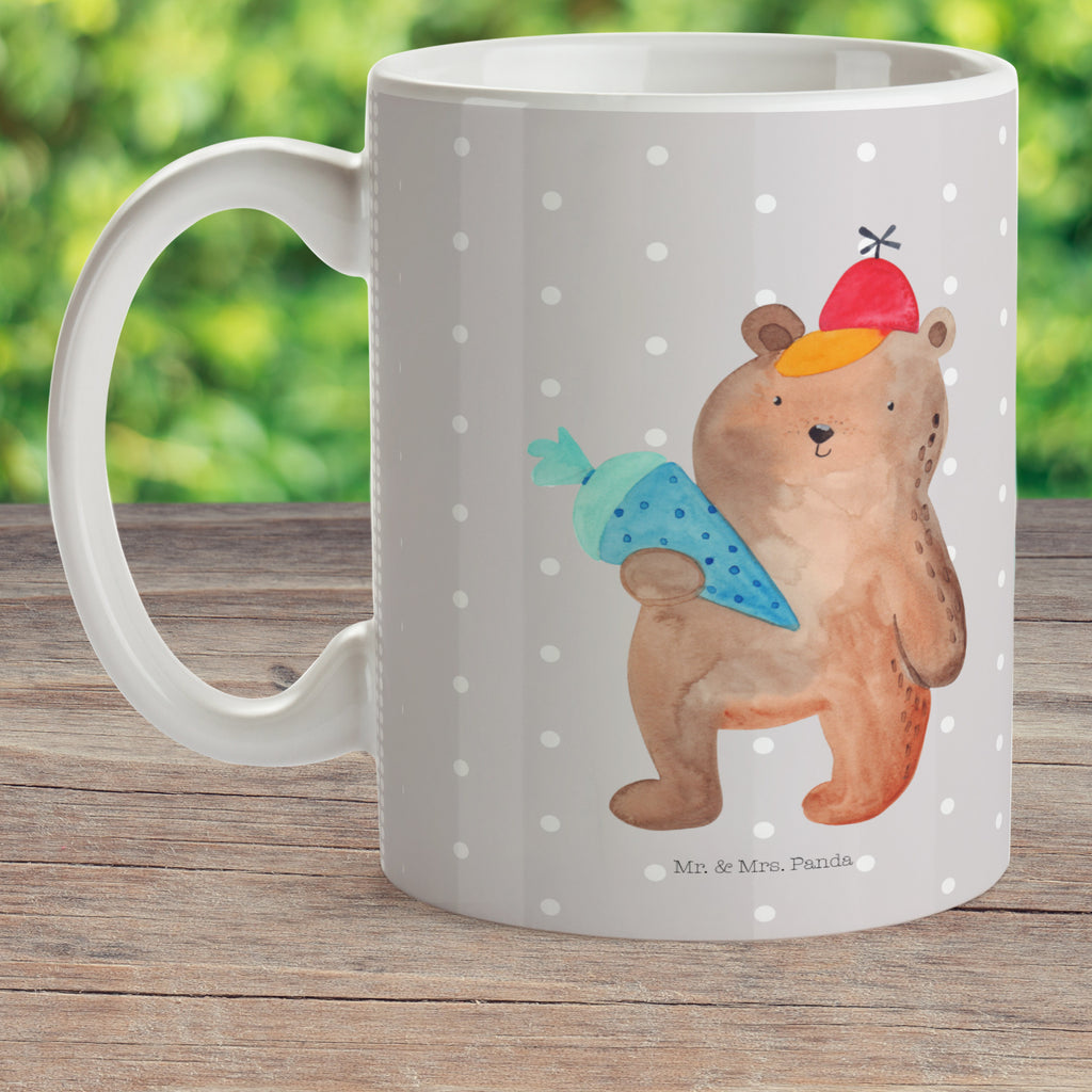 Kindertasse Bär mit Schultüte Kunststoff Tasse, Kindergarten, Tasse, Trinkbecher, Camping Becher, Kaffeetasse, Kunststoffbecher, Kindergartenbecher, Outdoorgeschirr, Kunststoffgeschirr, Reisebecher, Reisetasse, Kinderbecher, Bär, Teddy, Teddybär, Bär Motiv, Schultüte, Erster Schultag Geschenk, Einschulung Geschenk, Schule Geschenk, Grundschule, Schulanfang, Schulbeginn
