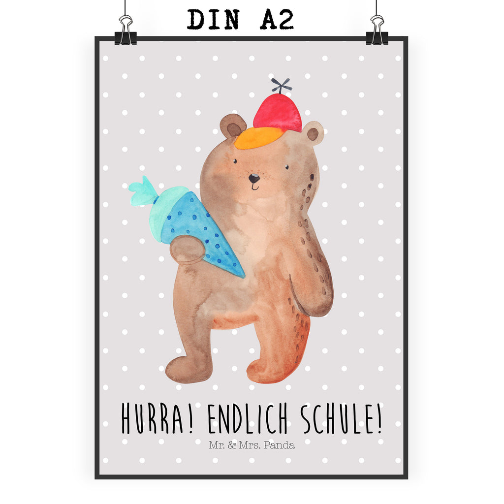 Poster Bär mit Schultüte Poster, Wandposter, Bild, Wanddeko, Küchenposter, Kinderposter, Wanddeko Bild, Raumdekoration, Wanddekoration, Handgemaltes Poster, Mr. & Mrs. Panda Poster, Designposter, Kunstdruck, Posterdruck, Bär, Teddy, Teddybär, Bär Motiv, Schultüte, Erster Schultag Geschenk, Einschulung Geschenk, Schule Geschenk, Grundschule, Schulanfang, Schulbeginn