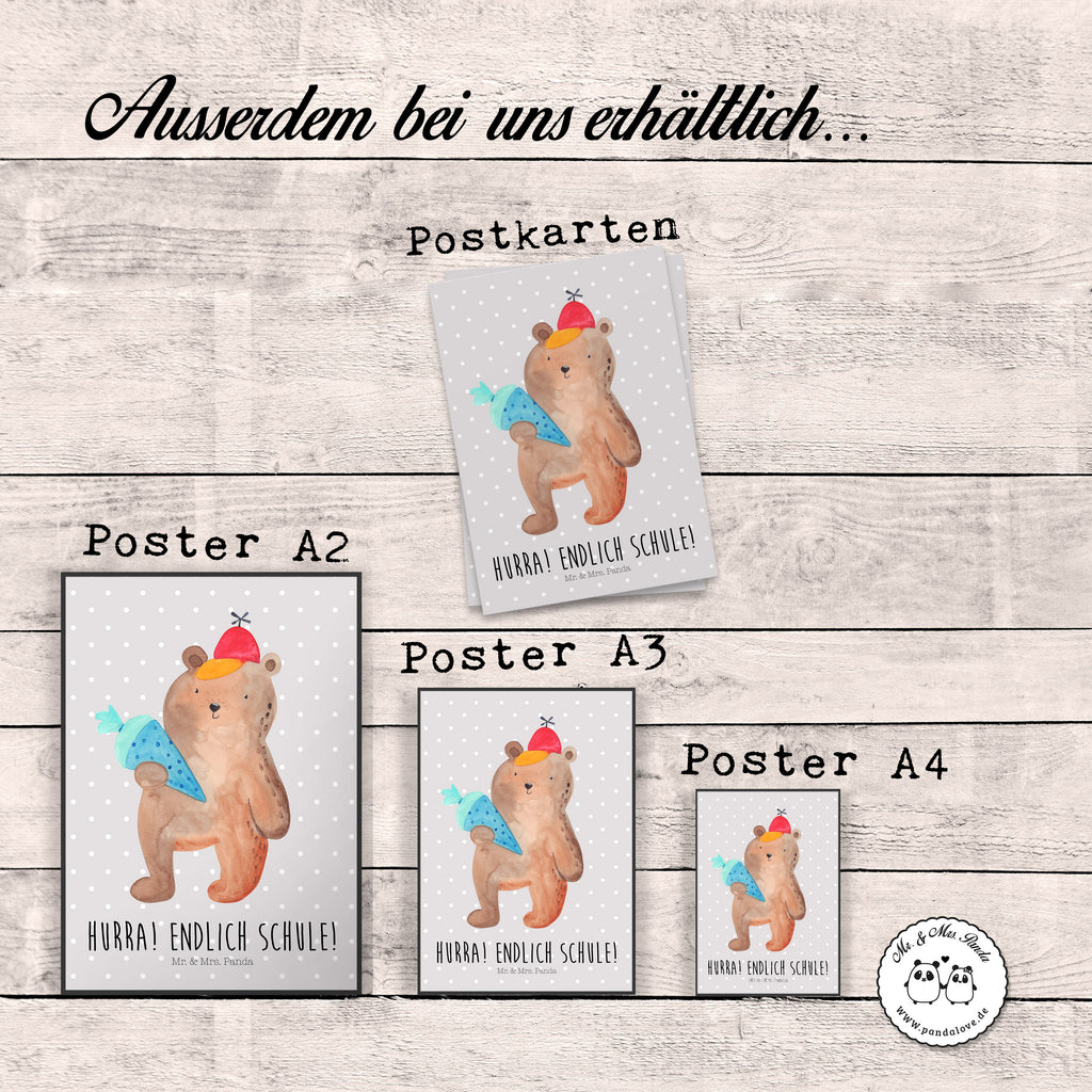 Poster Bär mit Schultüte Poster, Wandposter, Bild, Wanddeko, Küchenposter, Kinderposter, Wanddeko Bild, Raumdekoration, Wanddekoration, Handgemaltes Poster, Mr. & Mrs. Panda Poster, Designposter, Kunstdruck, Posterdruck, Bär, Teddy, Teddybär, Bär Motiv, Schultüte, Erster Schultag Geschenk, Einschulung Geschenk, Schule Geschenk, Grundschule, Schulanfang, Schulbeginn