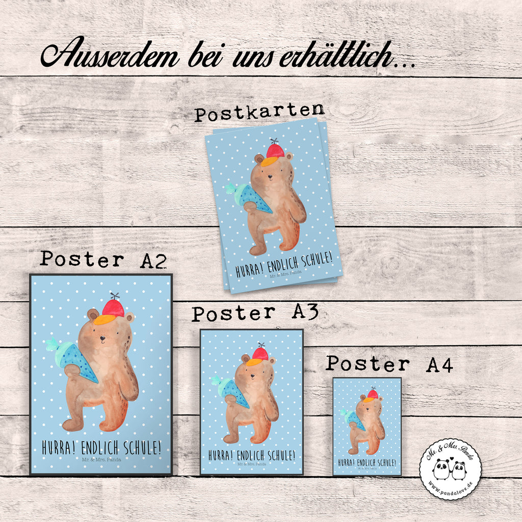 Poster Bär mit Schultüte Poster, Wandposter, Bild, Wanddeko, Küchenposter, Kinderposter, Wanddeko Bild, Raumdekoration, Wanddekoration, Handgemaltes Poster, Mr. & Mrs. Panda Poster, Designposter, Kunstdruck, Posterdruck, Bär, Teddy, Teddybär, Bär Motiv, Schultüte, Erster Schultag Geschenk, Einschulung Geschenk, Schule Geschenk, Grundschule, Schulanfang, Schulbeginn