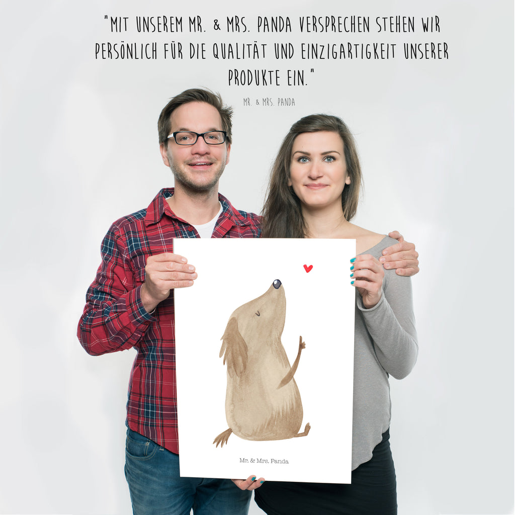 Poster Hund Liebe Poster, Wandposter, Bild, Wanddeko, Küchenposter, Kinderposter, Wanddeko Bild, Raumdekoration, Wanddekoration, Handgemaltes Poster, Mr. & Mrs. Panda Poster, Designposter, Kunstdruck, Posterdruck, Hund, Hundemotiv, Haustier, Hunderasse, Tierliebhaber, Hundebesitzer, Sprüche, Liebe, Hundeglück, Hundeliebe, Hunde, Frauchen