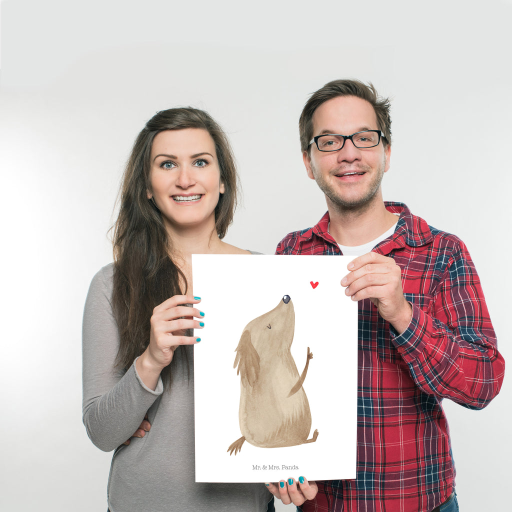 Poster Hund Liebe Poster, Wandposter, Bild, Wanddeko, Küchenposter, Kinderposter, Wanddeko Bild, Raumdekoration, Wanddekoration, Handgemaltes Poster, Mr. & Mrs. Panda Poster, Designposter, Kunstdruck, Posterdruck, Hund, Hundemotiv, Haustier, Hunderasse, Tierliebhaber, Hundebesitzer, Sprüche, Liebe, Hundeglück, Hundeliebe, Hunde, Frauchen