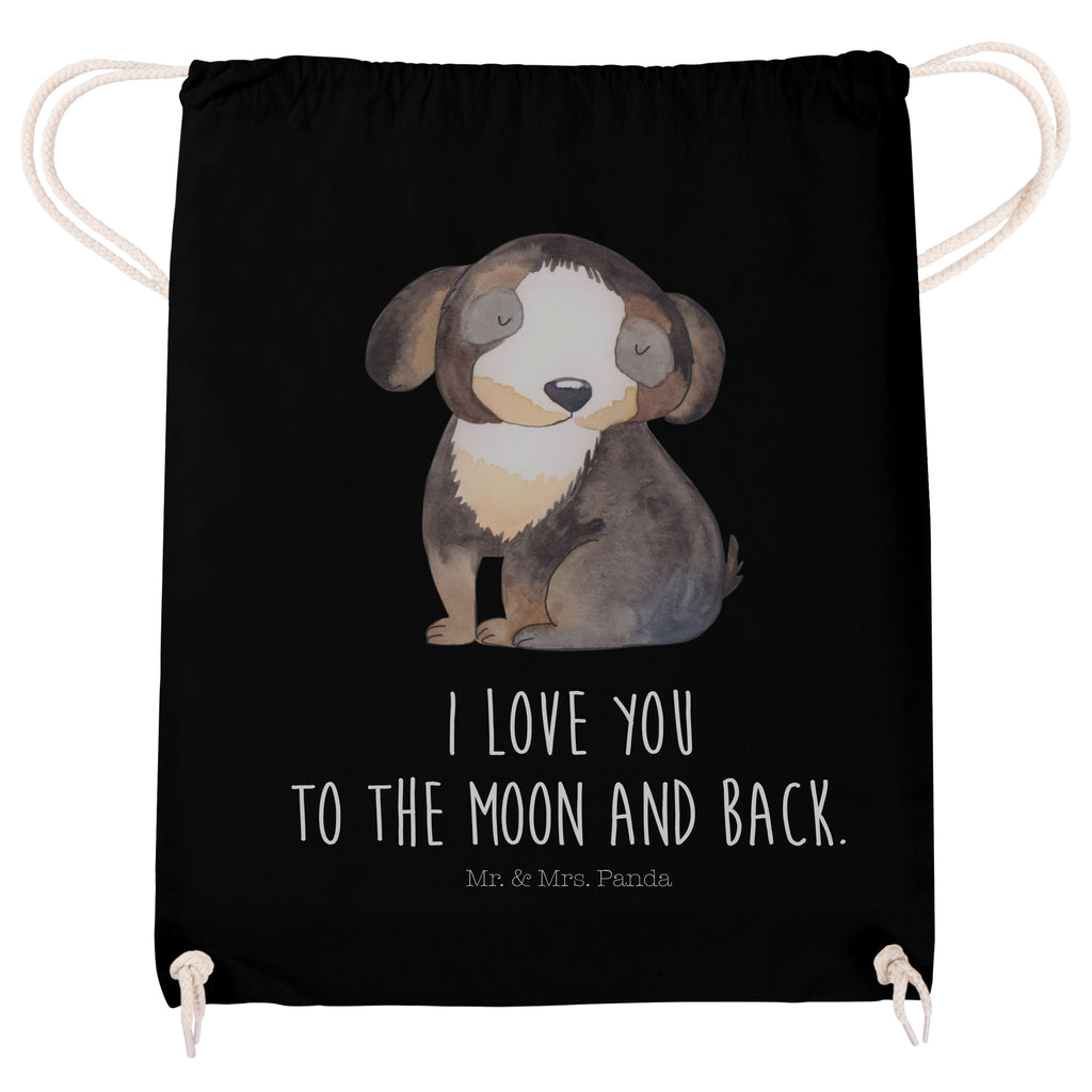 Sportbeutel Hund entspannt Turnbeutel, Beutel, Sporttasche, Tasche, Stoffbeutel, Hund, Hundemotiv, Haustier, Hunderasse, Tierliebhaber, Hundebesitzer, Sprüche, schwarzer Hund, Hundeliebe, Liebe, Hundeglück