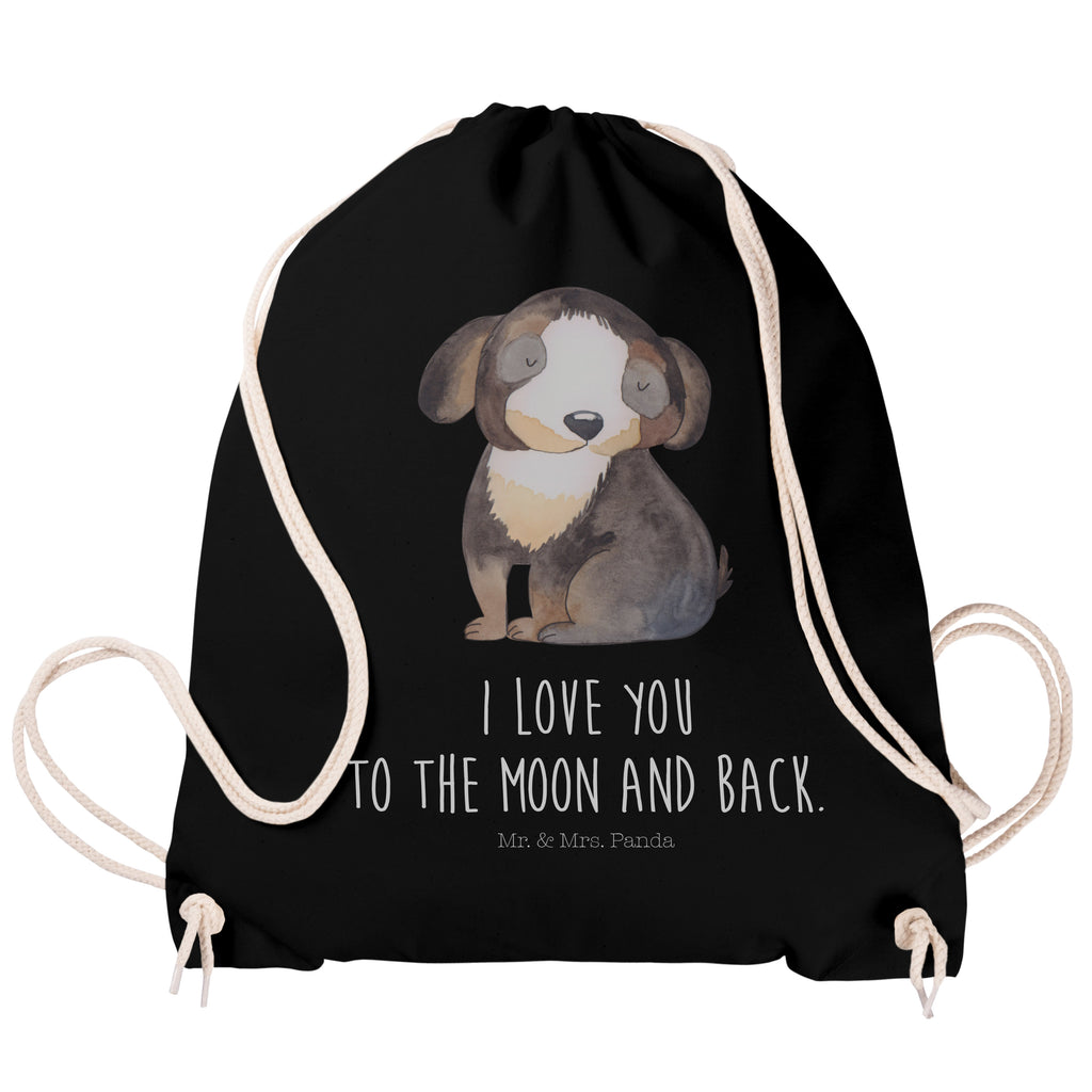 Sportbeutel Hund entspannt Turnbeutel, Beutel, Sporttasche, Tasche, Stoffbeutel, Hund, Hundemotiv, Haustier, Hunderasse, Tierliebhaber, Hundebesitzer, Sprüche, schwarzer Hund, Hundeliebe, Liebe, Hundeglück