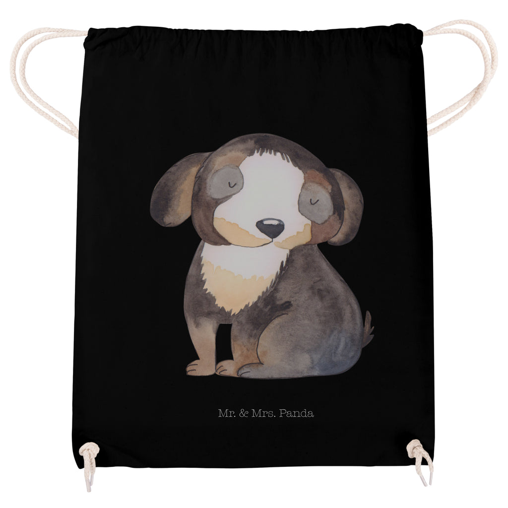Sportbeutel Hund entspannt Turnbeutel, Beutel, Sporttasche, Tasche, Stoffbeutel, Hund, Hundemotiv, Haustier, Hunderasse, Tierliebhaber, Hundebesitzer, Sprüche, schwarzer Hund, Hundeliebe, Liebe, Hundeglück