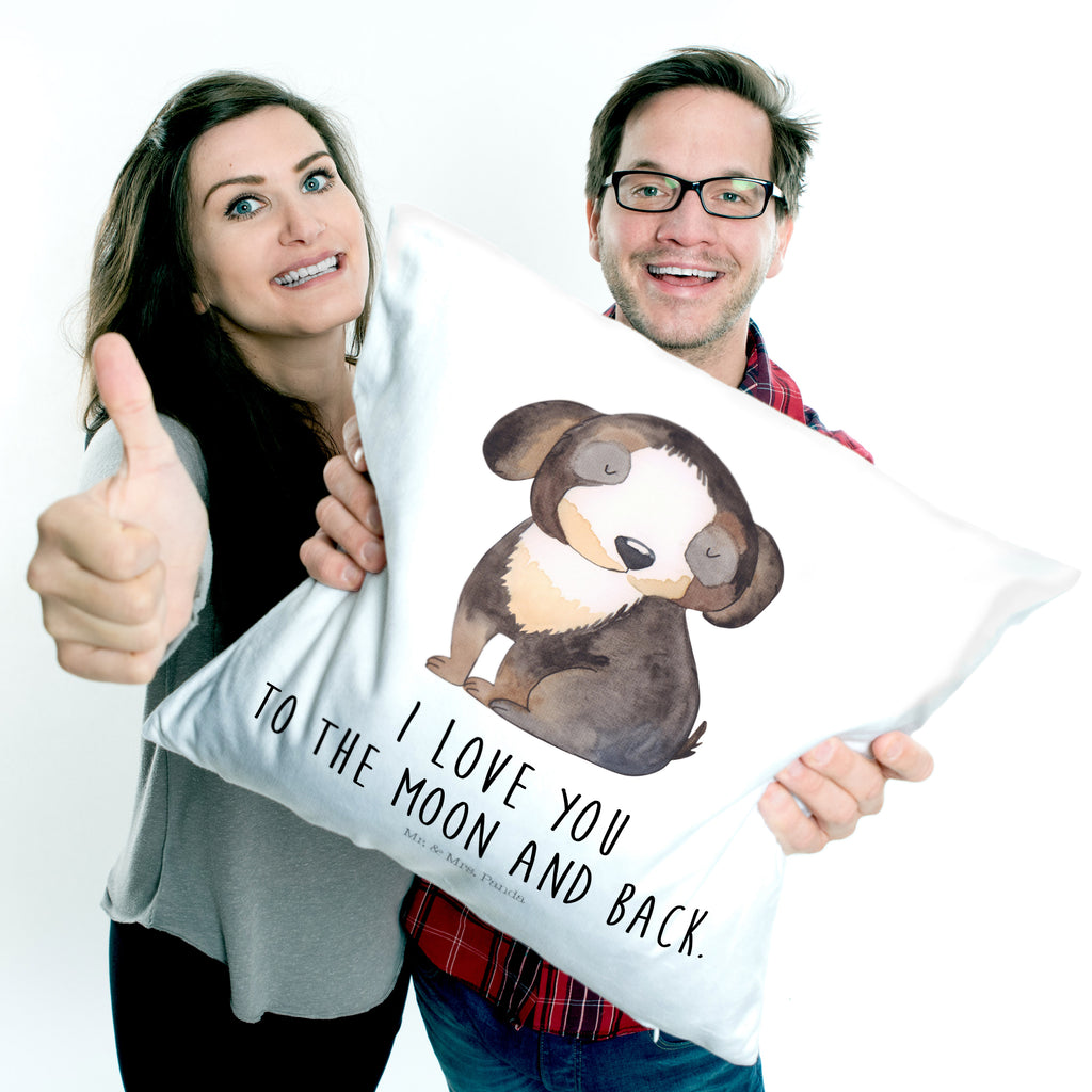40x40 Kissen Hund entspannt Kissenhülle, Kopfkissen, Sofakissen, Dekokissen, Motivkissen, Hund, Hundemotiv, Haustier, Hunderasse, Tierliebhaber, Hundebesitzer, Sprüche, schwarzer Hund, Hundeliebe, Liebe, Hundeglück