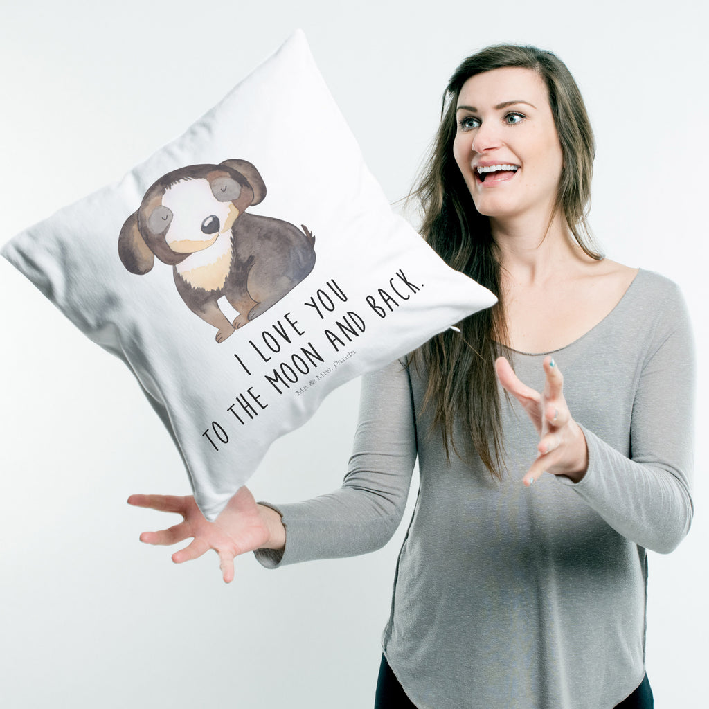 40x40 Kissen Hund entspannt Kissenhülle, Kopfkissen, Sofakissen, Dekokissen, Motivkissen, Hund, Hundemotiv, Haustier, Hunderasse, Tierliebhaber, Hundebesitzer, Sprüche, schwarzer Hund, Hundeliebe, Liebe, Hundeglück