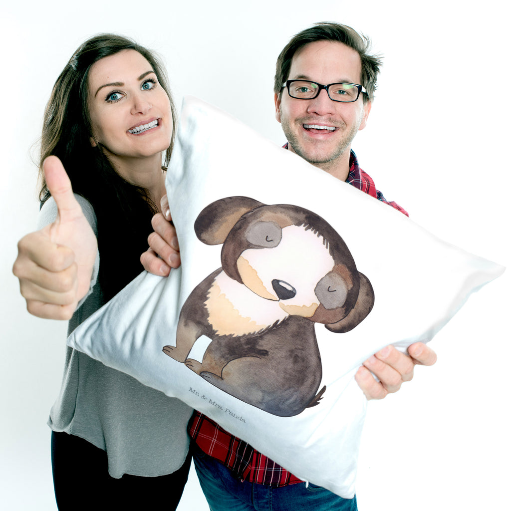 40x40 Kissen Hund entspannt Kissenhülle, Kopfkissen, Sofakissen, Dekokissen, Motivkissen, Hund, Hundemotiv, Haustier, Hunderasse, Tierliebhaber, Hundebesitzer, Sprüche, schwarzer Hund, Hundeliebe, Liebe, Hundeglück