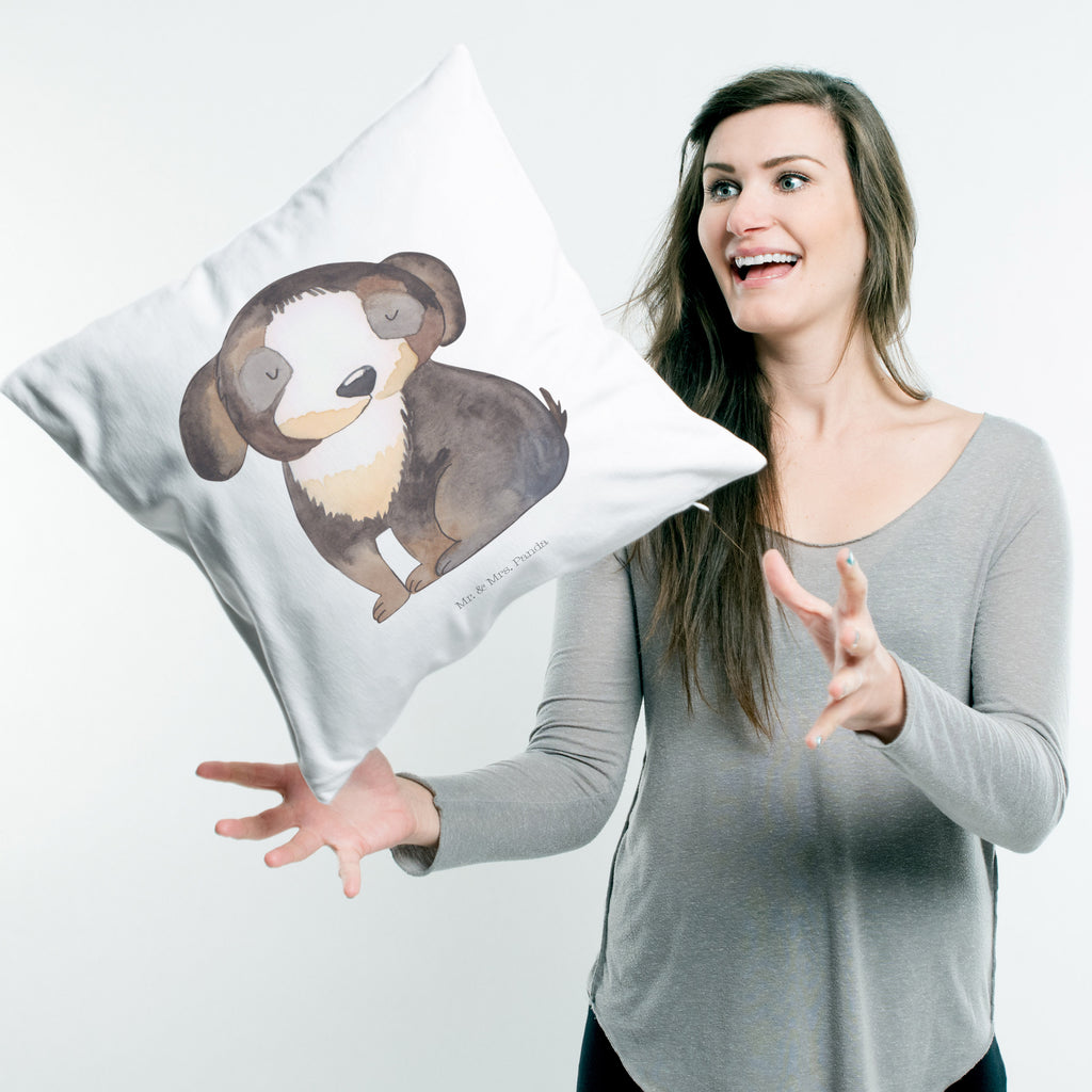 40x40 Kissen Hund entspannt Kissenhülle, Kopfkissen, Sofakissen, Dekokissen, Motivkissen, Hund, Hundemotiv, Haustier, Hunderasse, Tierliebhaber, Hundebesitzer, Sprüche, schwarzer Hund, Hundeliebe, Liebe, Hundeglück