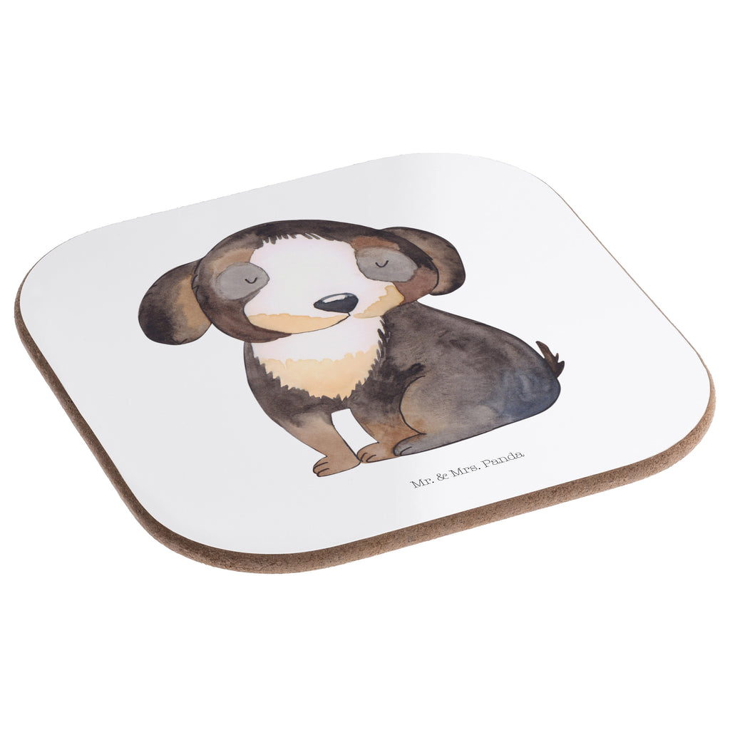Quadratische Untersetzer Hund entspannt Bierdeckel, Glasuntersetzer, Untersetzer Gläser, Getränkeuntersetzer, Hund, Hundemotiv, Haustier, Hunderasse, Tierliebhaber, Hundebesitzer, Sprüche, schwarzer Hund, Hundeliebe, Liebe, Hundeglück