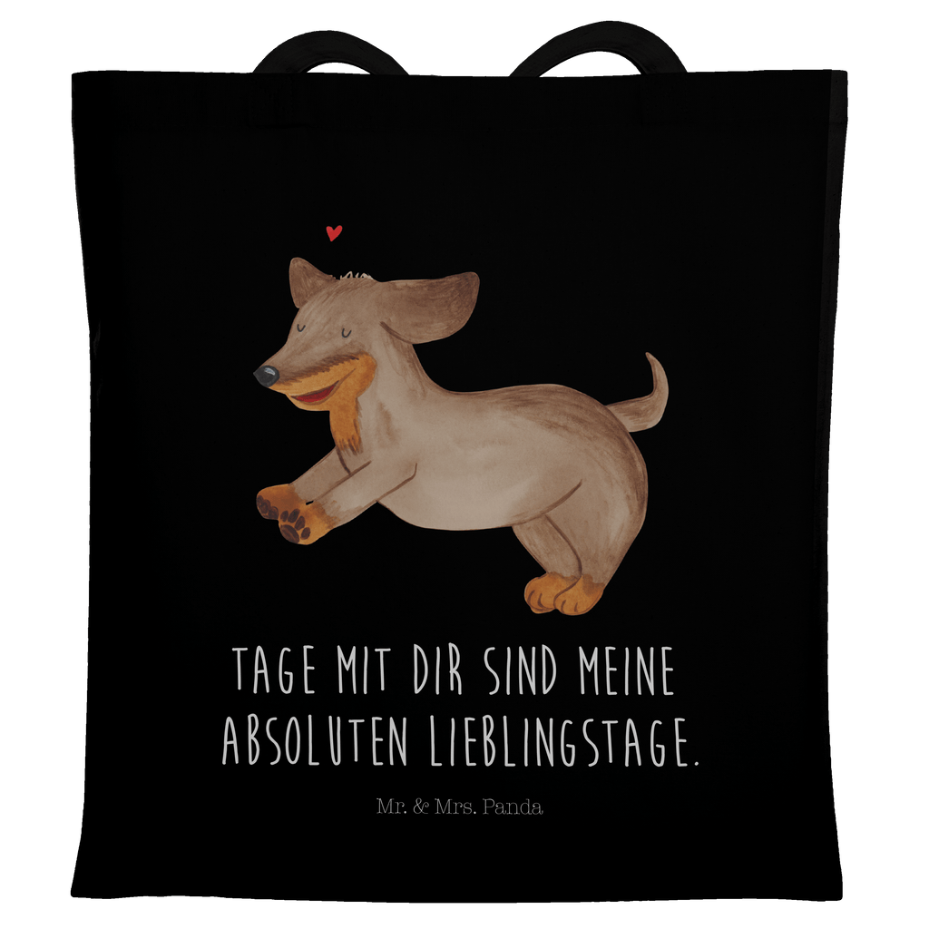 Tragetasche Hund Dackel fröhlich Beuteltasche, Beutel, Einkaufstasche, Jutebeutel, Stoffbeutel, Hund, Hundemotiv, Haustier, Hunderasse, Tierliebhaber, Hundebesitzer, Sprüche, Hunde, Dackel, Dachshund, happy dog