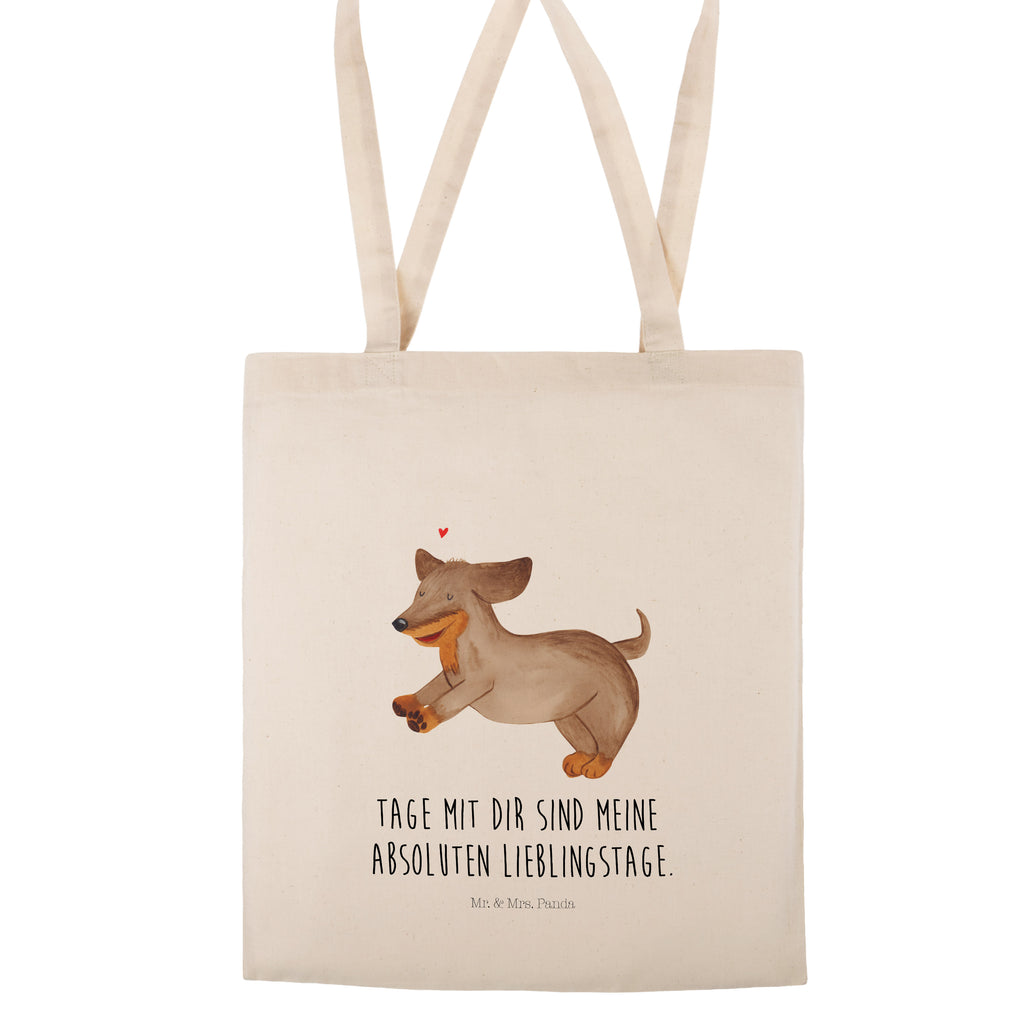 Tragetasche Hund Dackel fröhlich Beuteltasche, Beutel, Einkaufstasche, Jutebeutel, Stoffbeutel, Hund, Hundemotiv, Haustier, Hunderasse, Tierliebhaber, Hundebesitzer, Sprüche, Hunde, Dackel, Dachshund, happy dog