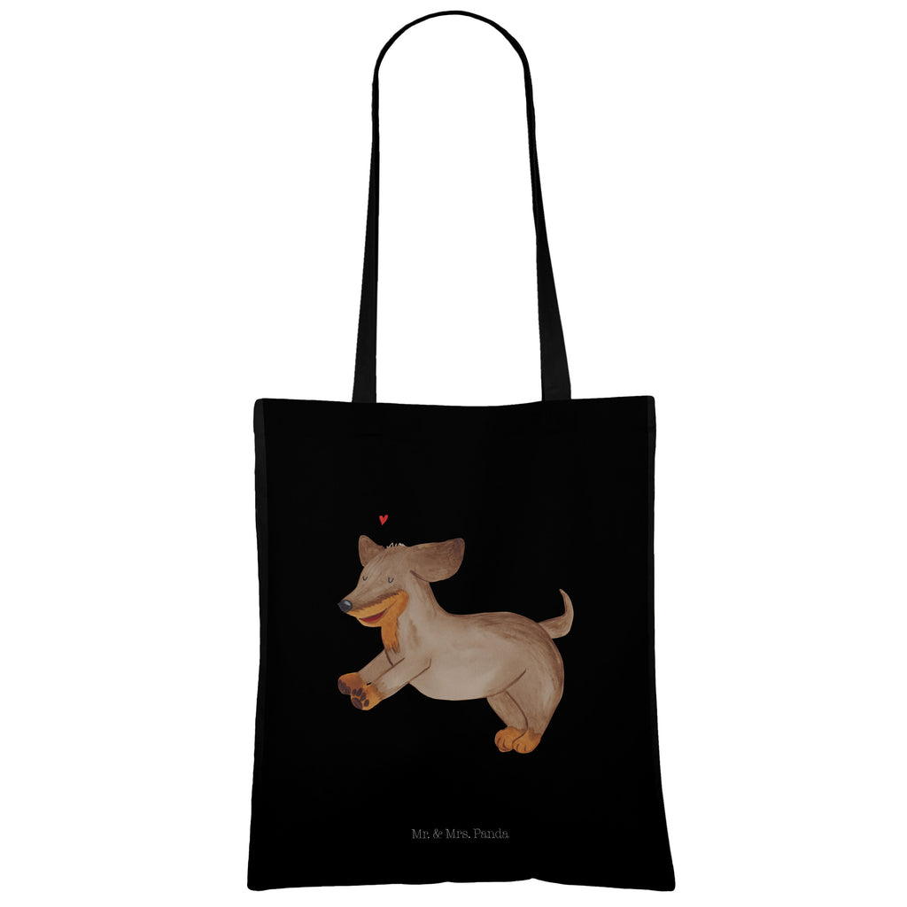 Tragetasche Hund Dackel fröhlich Beuteltasche, Beutel, Einkaufstasche, Jutebeutel, Stoffbeutel, Hund, Hundemotiv, Haustier, Hunderasse, Tierliebhaber, Hundebesitzer, Sprüche, Hunde, Dackel, Dachshund, happy dog