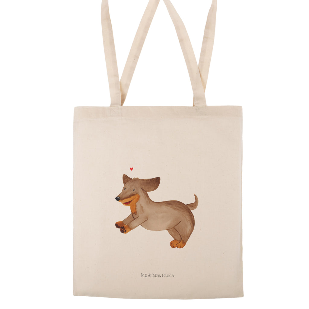 Tragetasche Hund Dackel fröhlich Beuteltasche, Beutel, Einkaufstasche, Jutebeutel, Stoffbeutel, Hund, Hundemotiv, Haustier, Hunderasse, Tierliebhaber, Hundebesitzer, Sprüche, Hunde, Dackel, Dachshund, happy dog