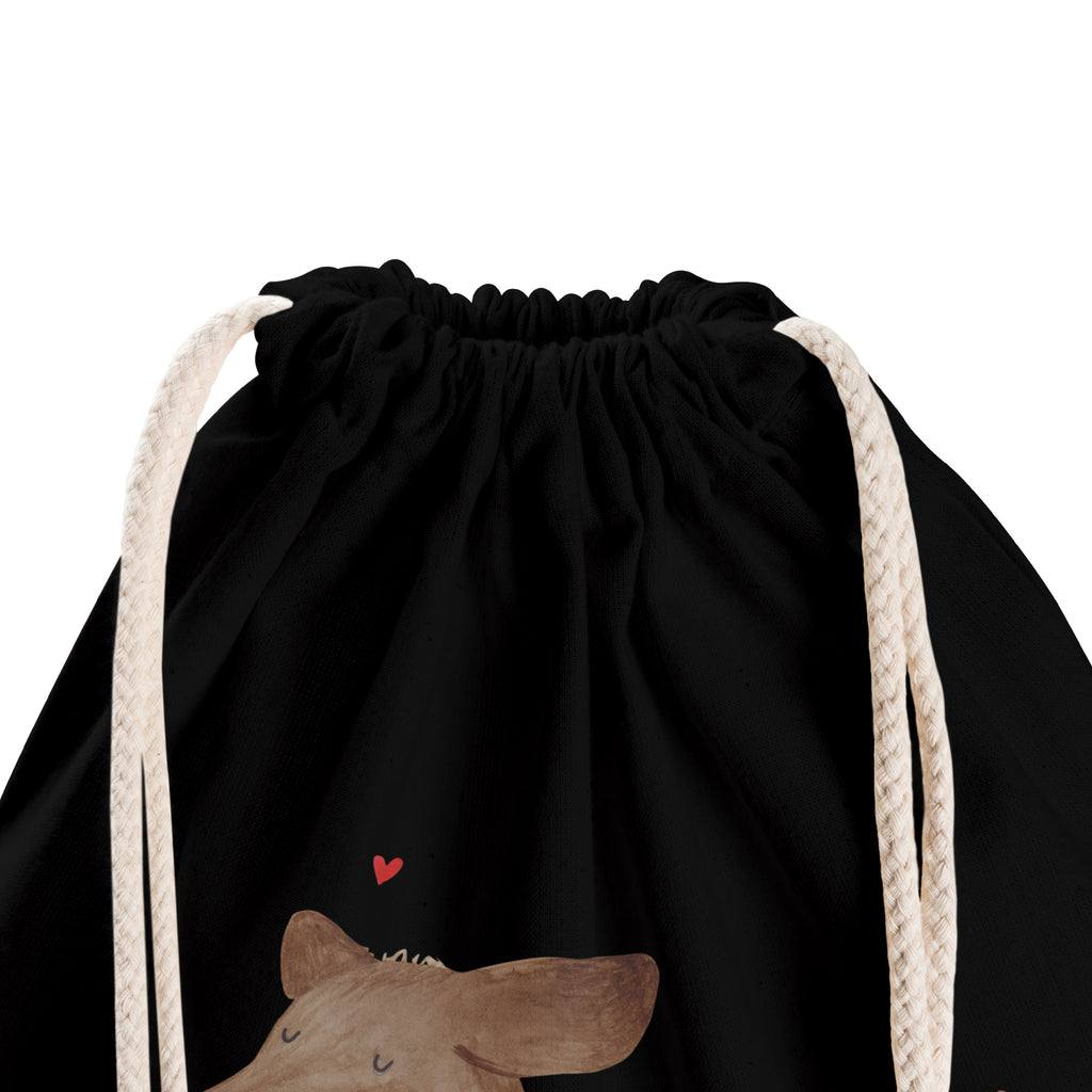 Sportbeutel Hund Dackel fröhlich Turnbeutel, Beutel, Sporttasche, Tasche, Stoffbeutel, Hund, Hundemotiv, Haustier, Hunderasse, Tierliebhaber, Hundebesitzer, Sprüche, Hunde, Dackel, Dachshund, happy dog