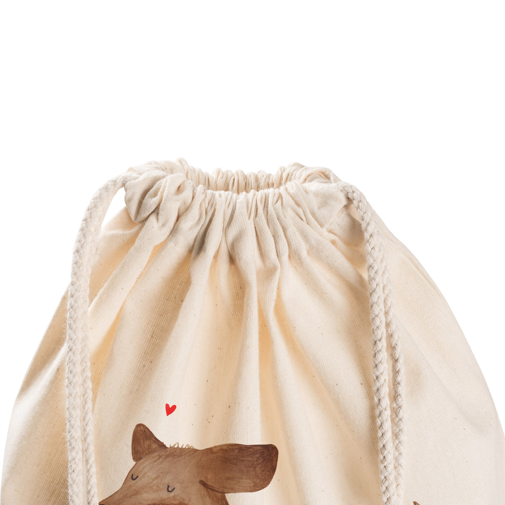 Sportbeutel Hund Dackel fröhlich Turnbeutel, Beutel, Sporttasche, Tasche, Stoffbeutel, Hund, Hundemotiv, Haustier, Hunderasse, Tierliebhaber, Hundebesitzer, Sprüche, Hunde, Dackel, Dachshund, happy dog